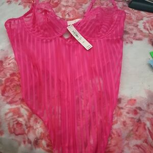 Victoria's Secret Hot Pink Lace Bodysuit